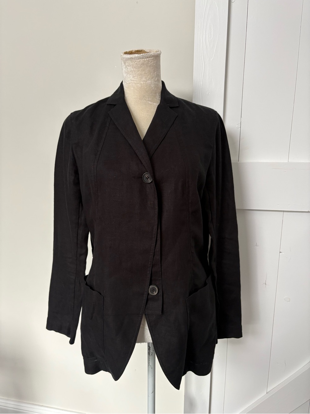 Dennis Merotto linen blend artsy jacket blazer black size 8
